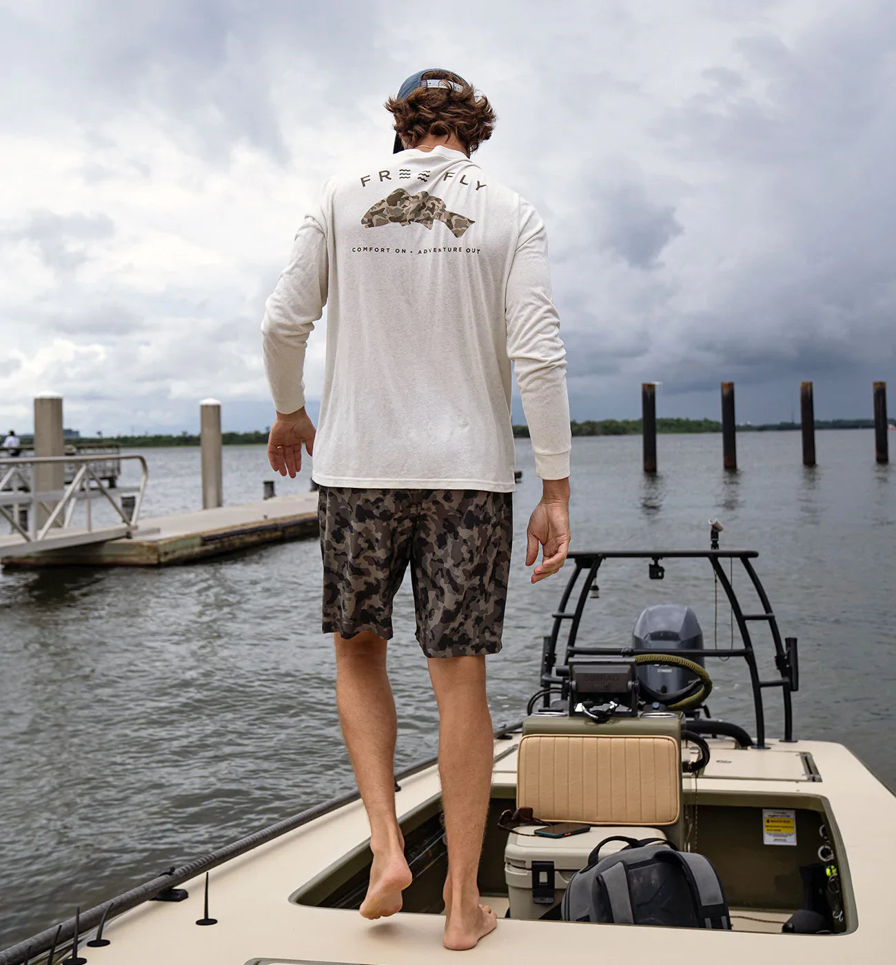 Redfish Camo Long Sleeve - Heather Oyster