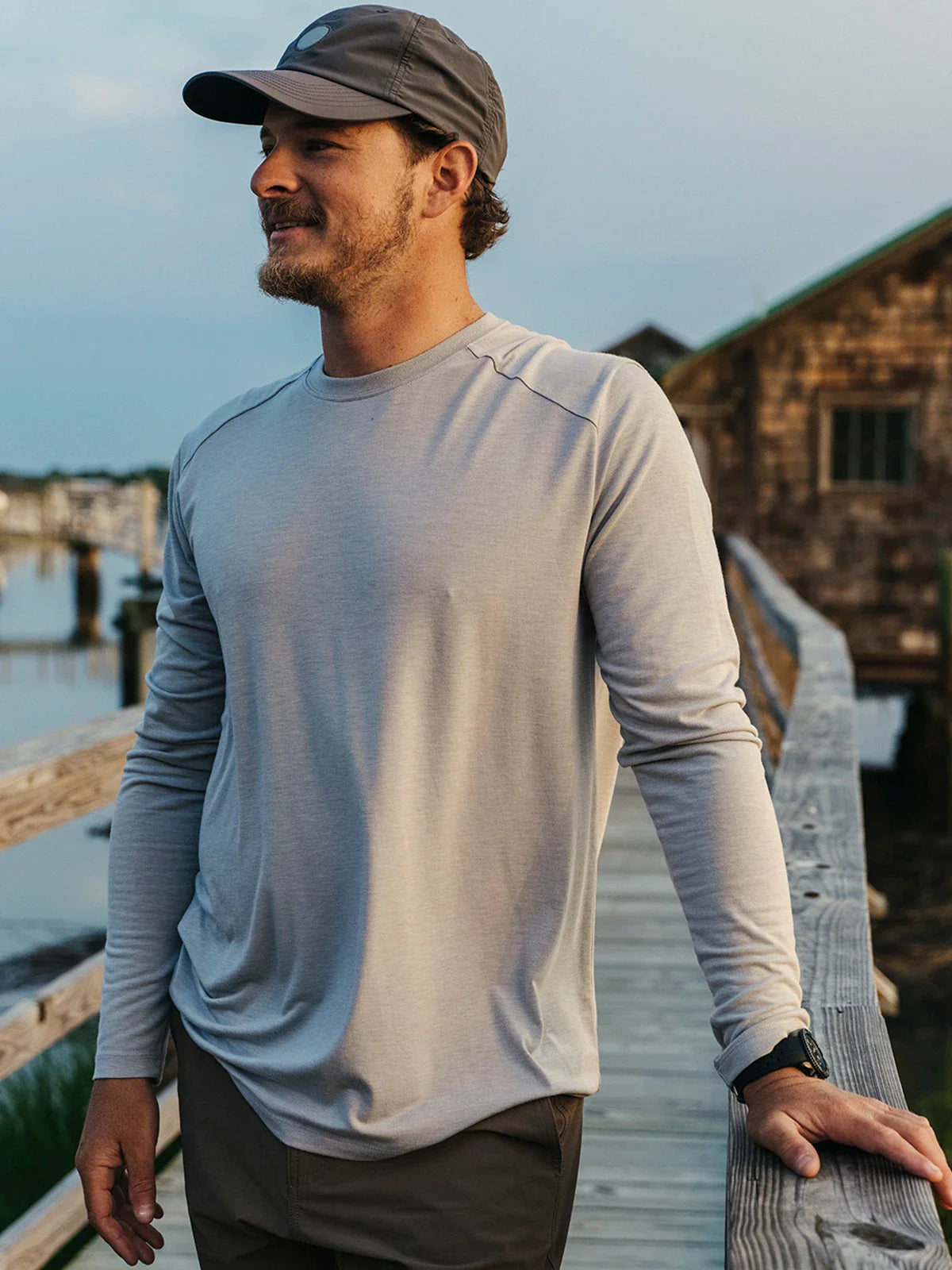 Men's Bamboo Shade Long Sleeve - Heather Slate Blue