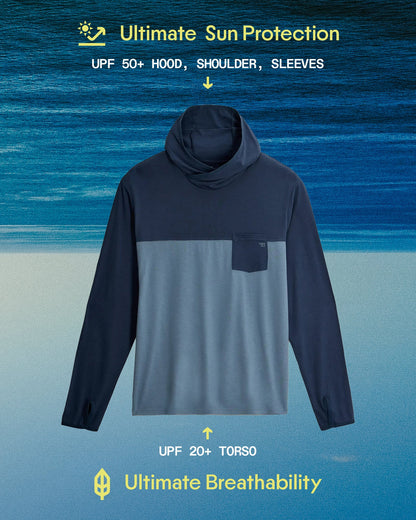 Men's Bamboo Hybrid Hoodie - True Navy / Blue Fog