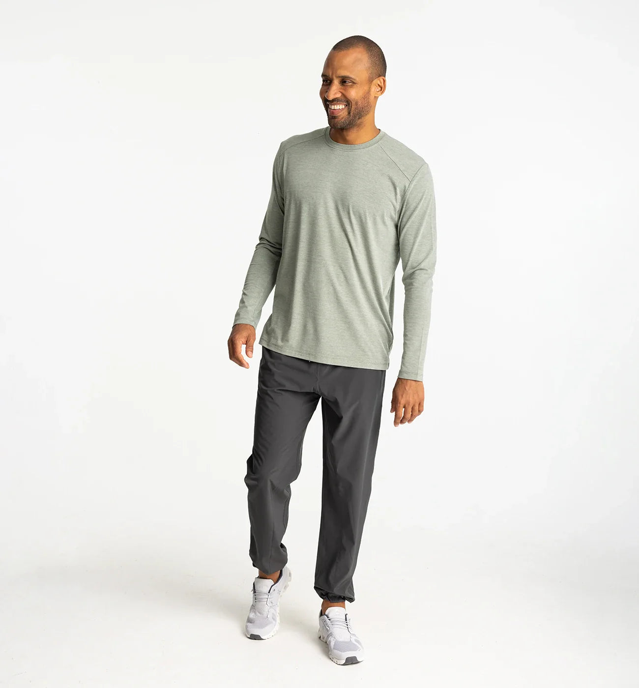 Men's Bamboo Shade Long Sleeve - Heather Agave Green