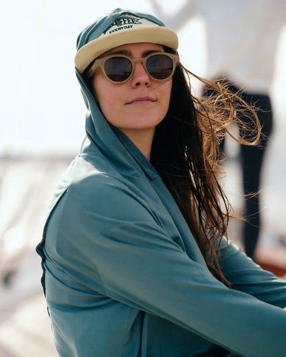 Women's Bamboo Shade Crossover Hoodie - Pacific Blue