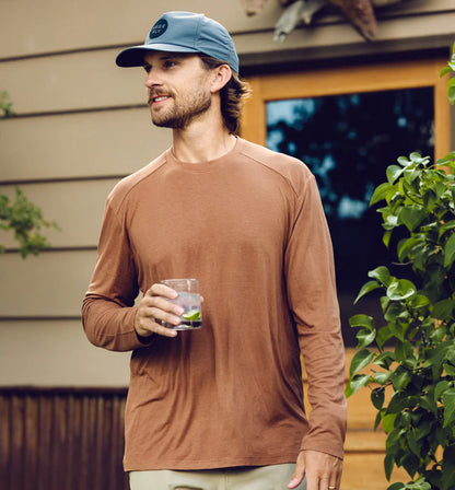 Men's Bamboo Shade Long Sleeve - Heather Slate Blue